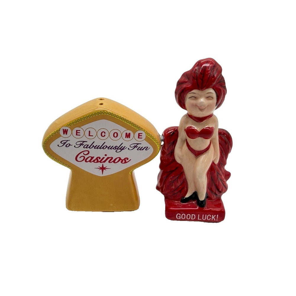 Pacific Giftware Magnetic Las Vegas Showgirl & Casino Sign Salt & Pepper Shakers